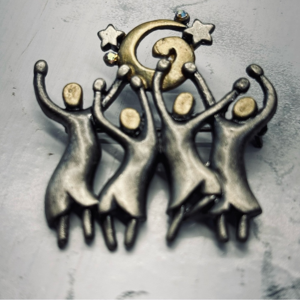 Celestial Dance Brooch in Silver and Gold Sisters Moon Dancing